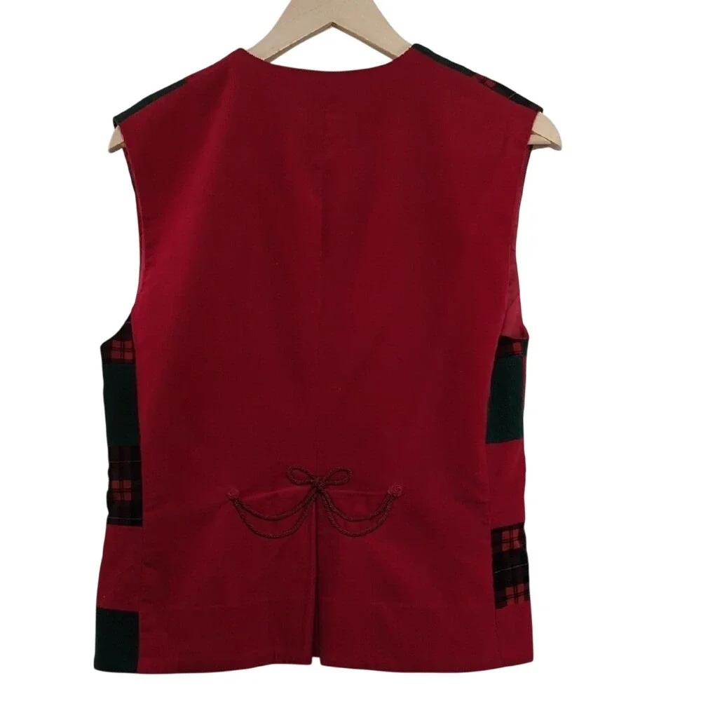 Vintage 90s Susan Bristol Patchwork Corduroy‎ Vest Holiday Christmas